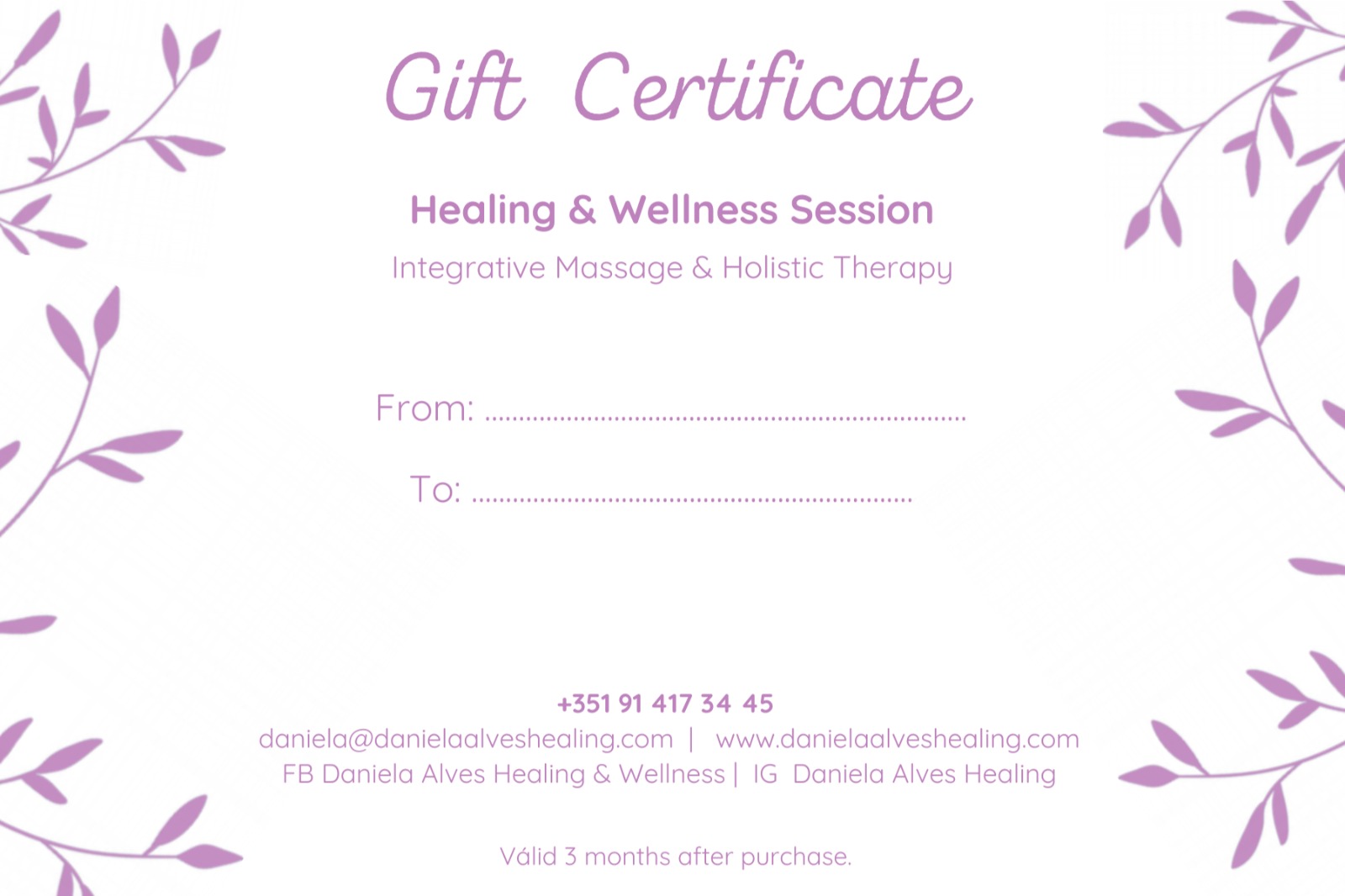 Gift Certificate Healing & Wellness